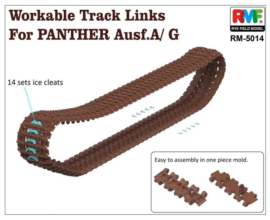 Ryefield Models 1/35 Scale German Panther Ausf. A/Ausf. G Linkable Assembly Track Set, Plastic Model Kit Parts RFM5014