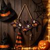 Decorative Entryway Key Hanger Halloween Bat Shaped Wooden Hook 2D Wall Mounted Hanging Decor with Holder for Pumpkin Ghost Witch Pattern,