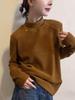 2025 Korean Chic Thermal Fleece Mock Neck Slimming Long Sleeve Women's T-shirt - Spring/Autumn
