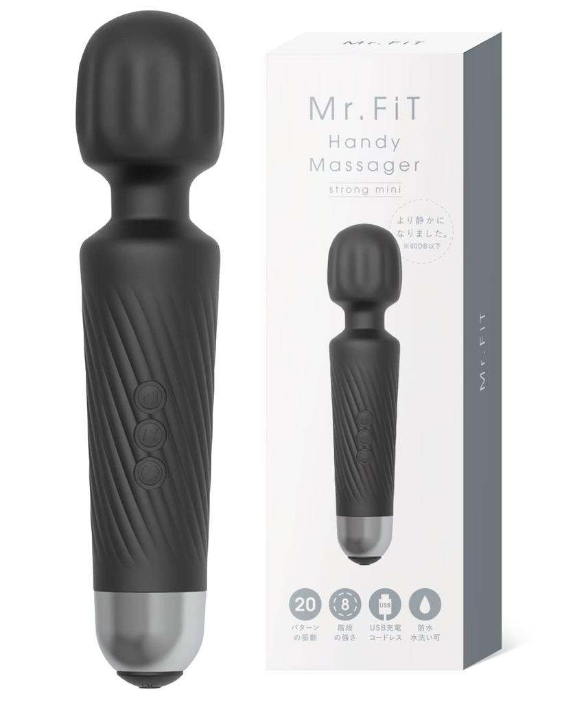 Electric Massage Handy Massager for Women Waterproof Cordless Mr.FiT [Climax Massage] (Black)