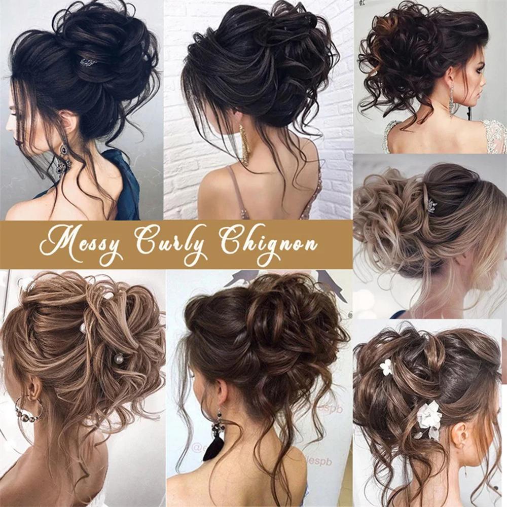 Messy Bun Hair Piece Synthetic Tousled Updo Hair Buns Extension Elastic Hair Band Hair Fake Hair Accessories for Women Girls