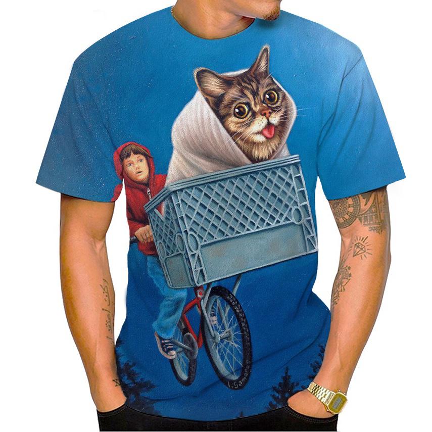 New Interesting Cat Pattern 3d Printing T-shirt Men's And Women's Children's Summer O-neck Harajuku Street Thin Breathable Top