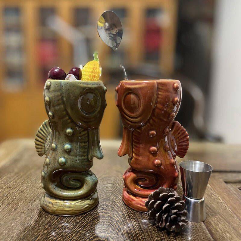 Personalized Creative TIKI Cup Hawaiian Style Seahorse-shaped Tiki Cup American Retro Cocktail Cup Mixing Glass Desk Decoration