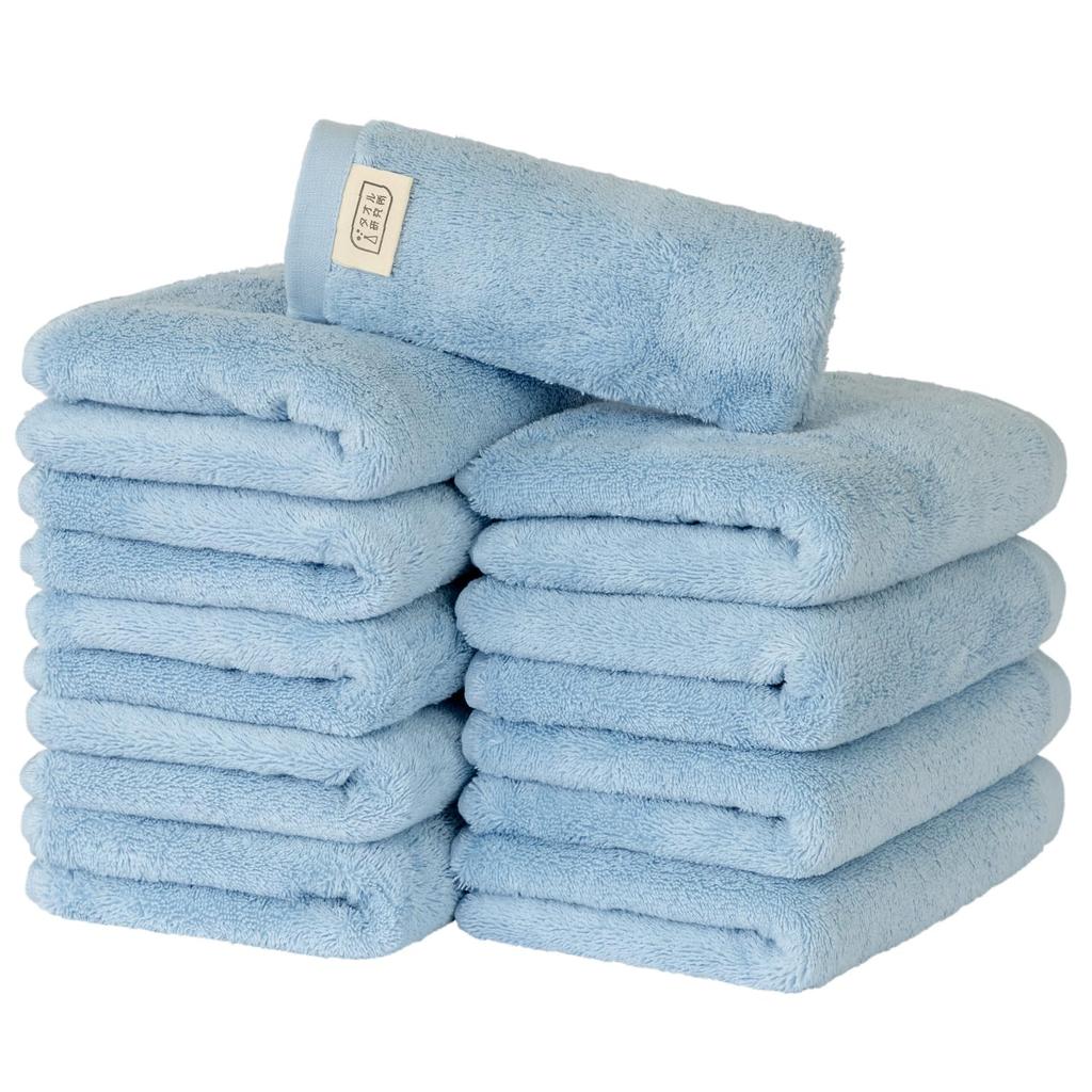 Towel Laboratory Face Saxe JapanTechnology [Naturally Soft] #024 Towels, Blue, 10-Piece Set, Soft, Thick, Smooth, Long-Lasting, Fast-Absorbent,