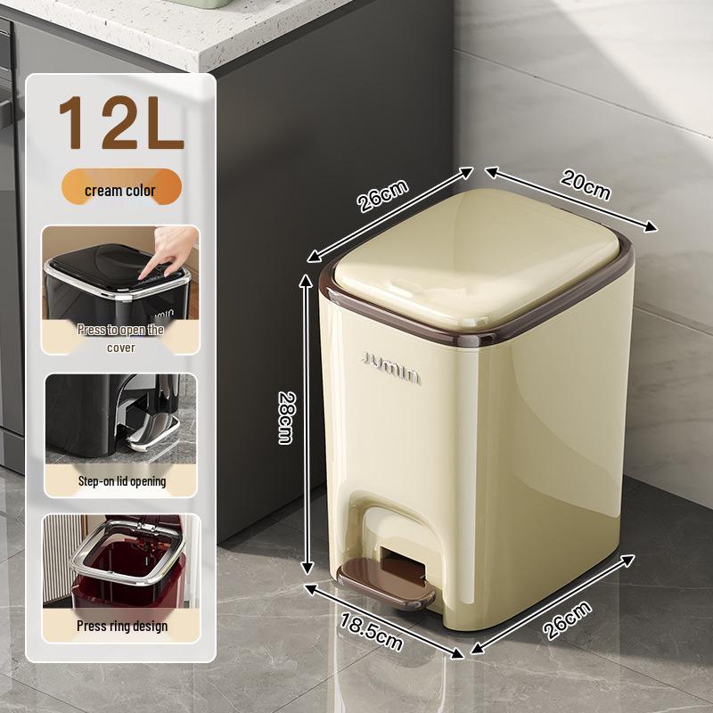 Luxury Pedal Trash Bin with Lid: Hands-Free Operation for Kitchen, Living, Dining, Bedroom