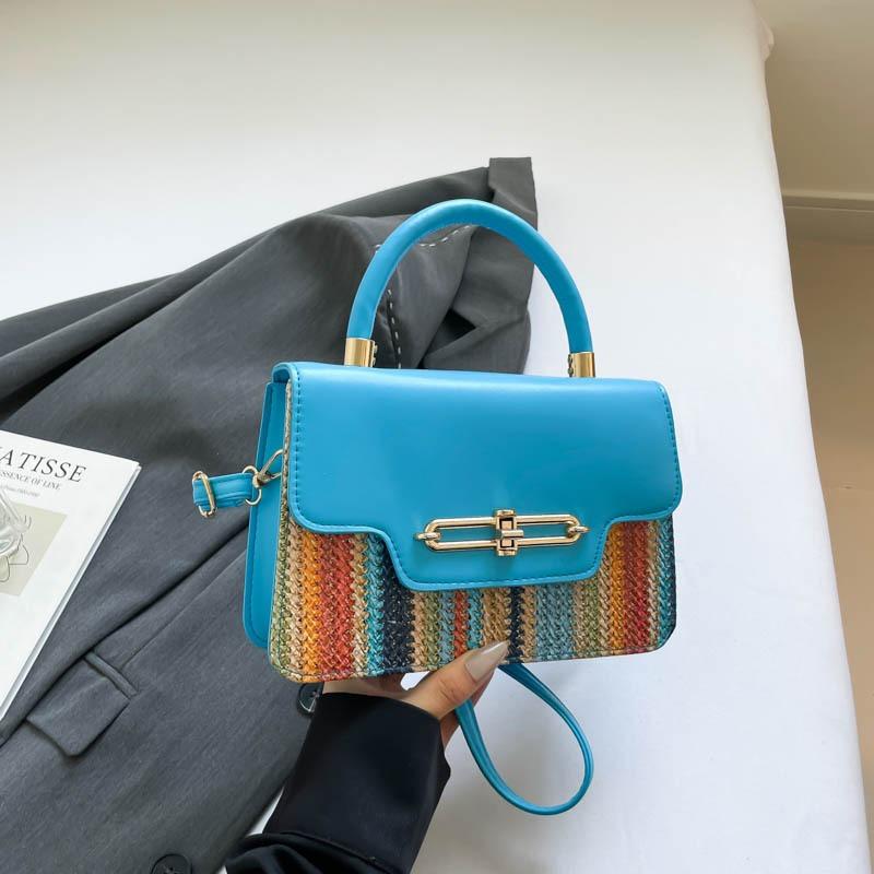 Trendy New Fashion Simple Design Popular Contrasting Colors Casual Shoulder Crossbody Portable Small Square Bag