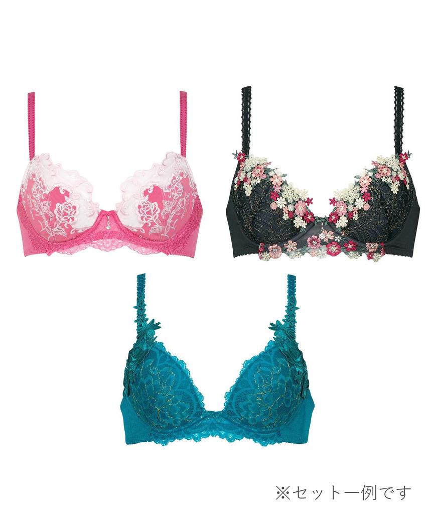 Bra Wing Lesiage Set PB9865 Multicolor D80 [Wing/Wacoal] [Lucky Bag] 3-piece Women's