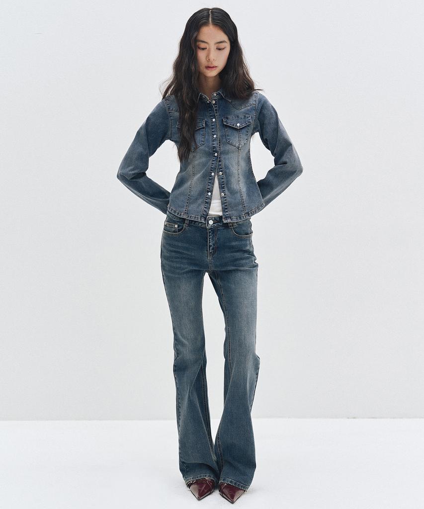 Deketeuumeon Western Slim Denim Shirts Dcwsh003Blue