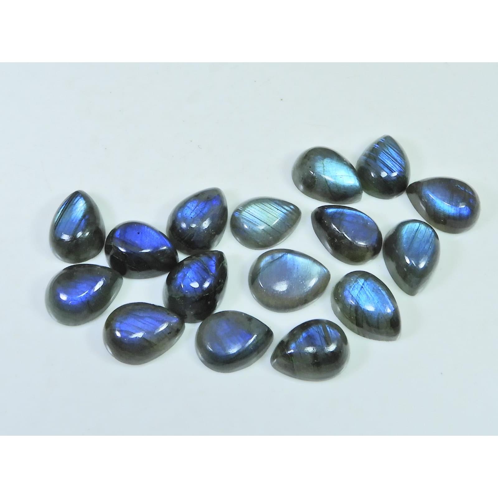 10X13MM Natural Labradorite Blue Fire Pear Cabochon Loose Gemstone 16Pcs Lot C-1108