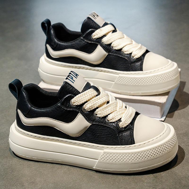 Autumn new low-top thick-soled heightening board shoes youth leather surface niche casual shoes