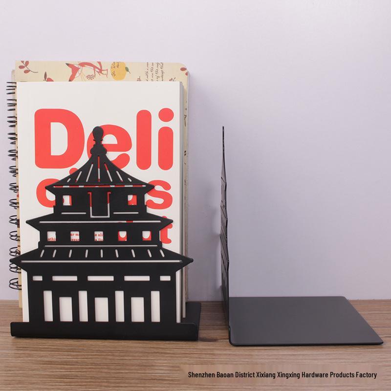 Creative Metal Bookend Set: Stylish Office Desktop Storage and Back-to-School Essential