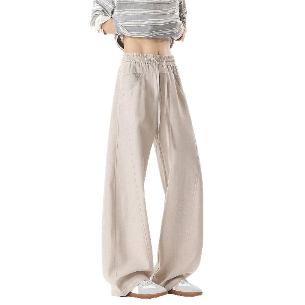 Summer new imitation hemp casual pants Japanese retro old money style deconstruction design scimitar pants breathable pants