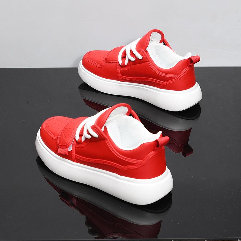 

Leather spring and autumn heightening platform casual board shoes red tide shoes ins dad shoes 38 is one size smaller