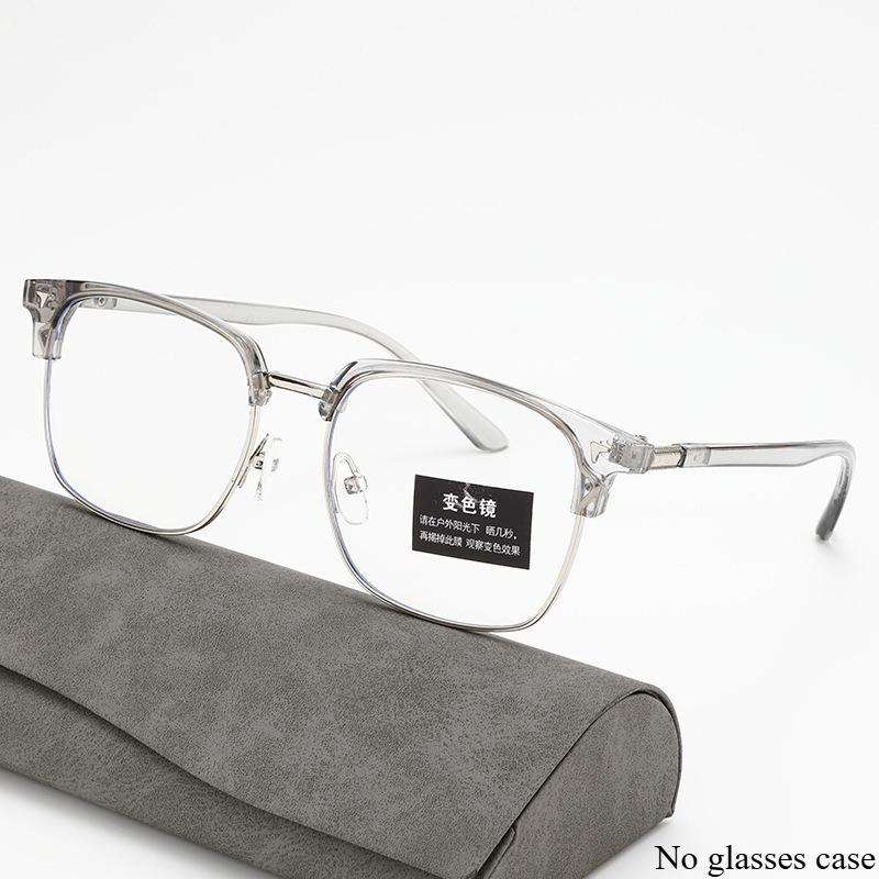 Pochromic Anti Radiation Glasses for Men and Women Simple Square Anti-blue Transition Eyeglasses Outdoor Shade Sunglasses