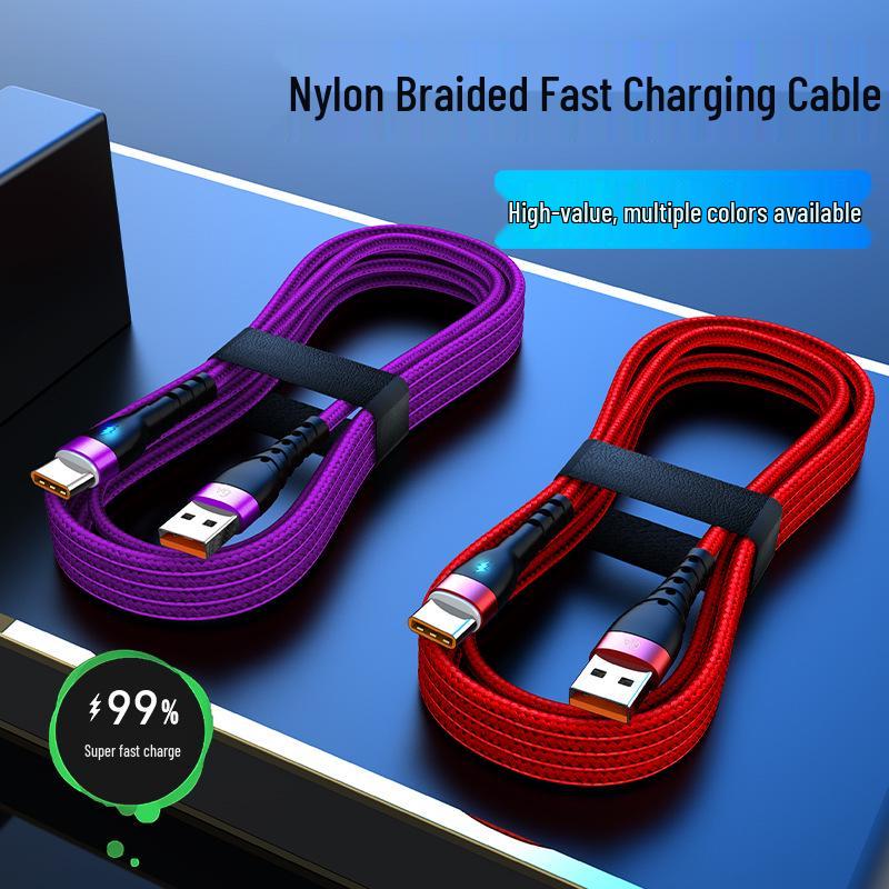 120W Braided Super Flash Type-C Charging Cable for Huawei, Vivo, Oppo, Honor