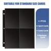 Four-pocket black card sleeve pages, 3-hole double-sided, fits for postcards, photo cards, etc