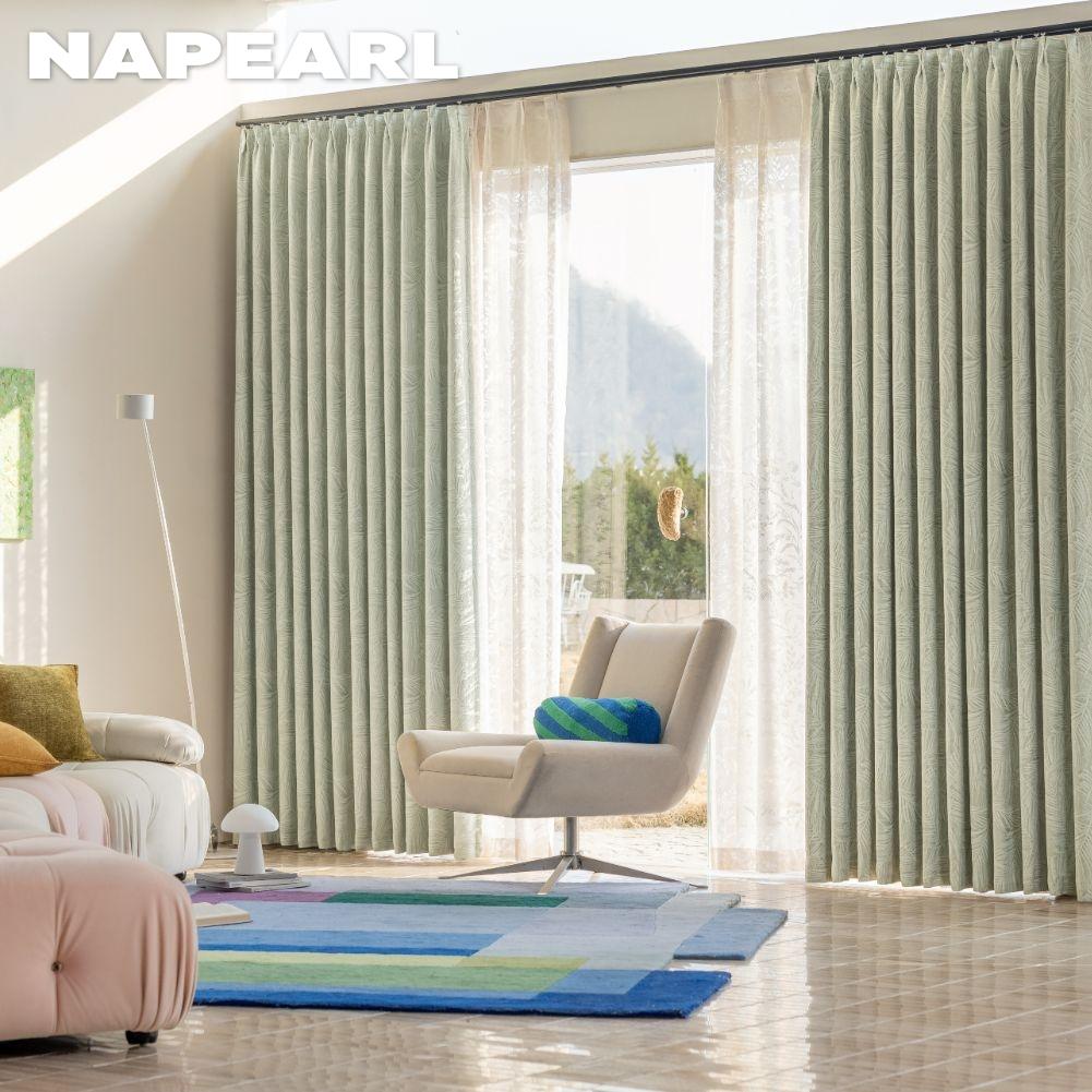 1PC NAPEARL French Cream Curtains Relief Curtains Jacquard 95% Blackout Curtain for Bedroom Living Room Balcony Window for Home Decor