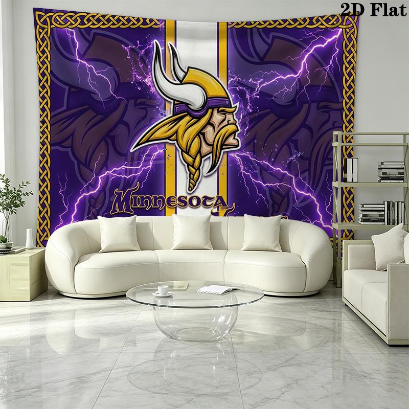 Minnesota Vikings Wandteppich Ästhetischer Wandbehang Bedruckter Stoffdecke Dekorative Wandteppiche für Schlafzimmer Wohnzimmer Heimdekoration