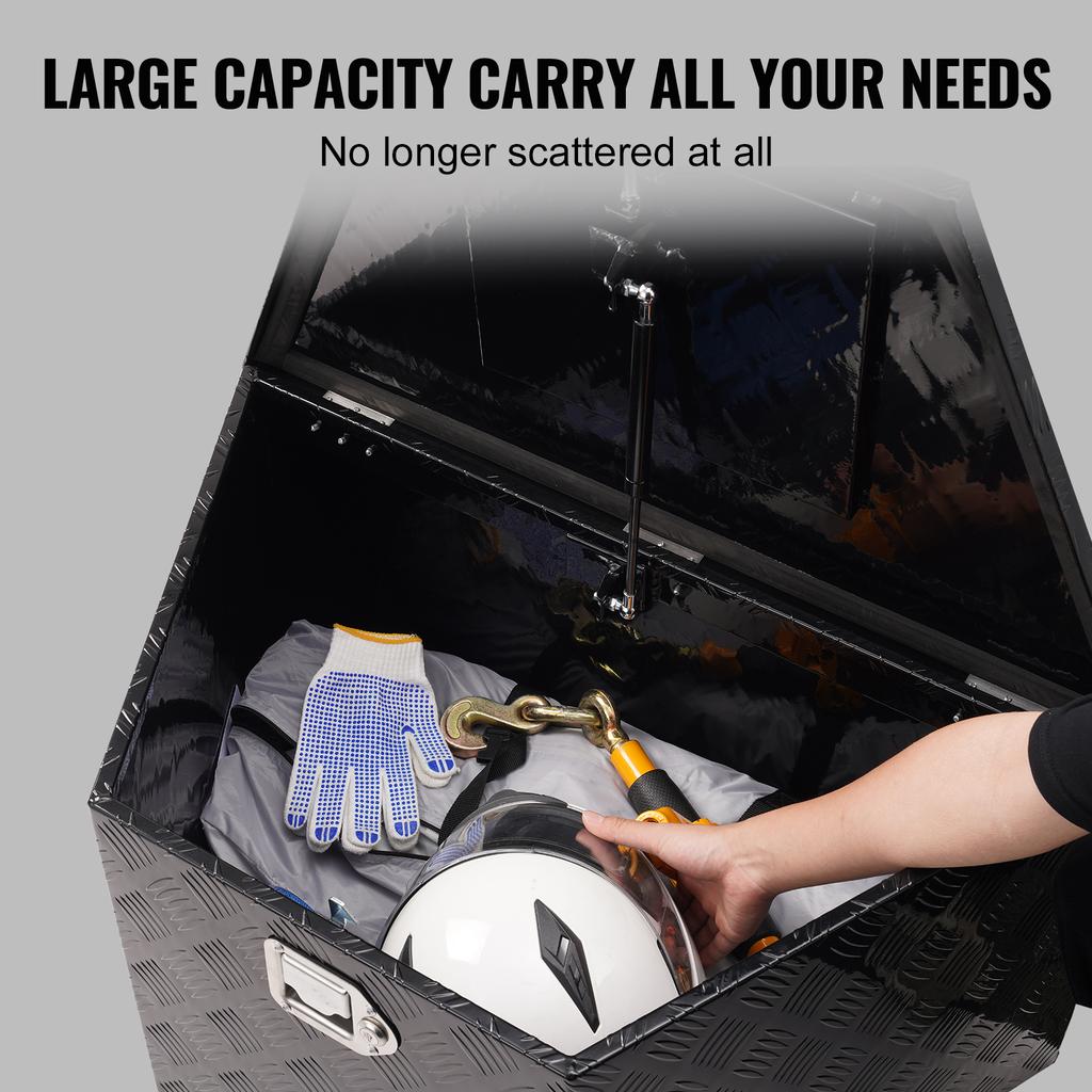 VEVOR Trailer Tongue Box, Aluminum Alloy Diamond Plate Tongue Box Tool Chest, Heavy Duty Trailer Box Storage for Pickup Truck