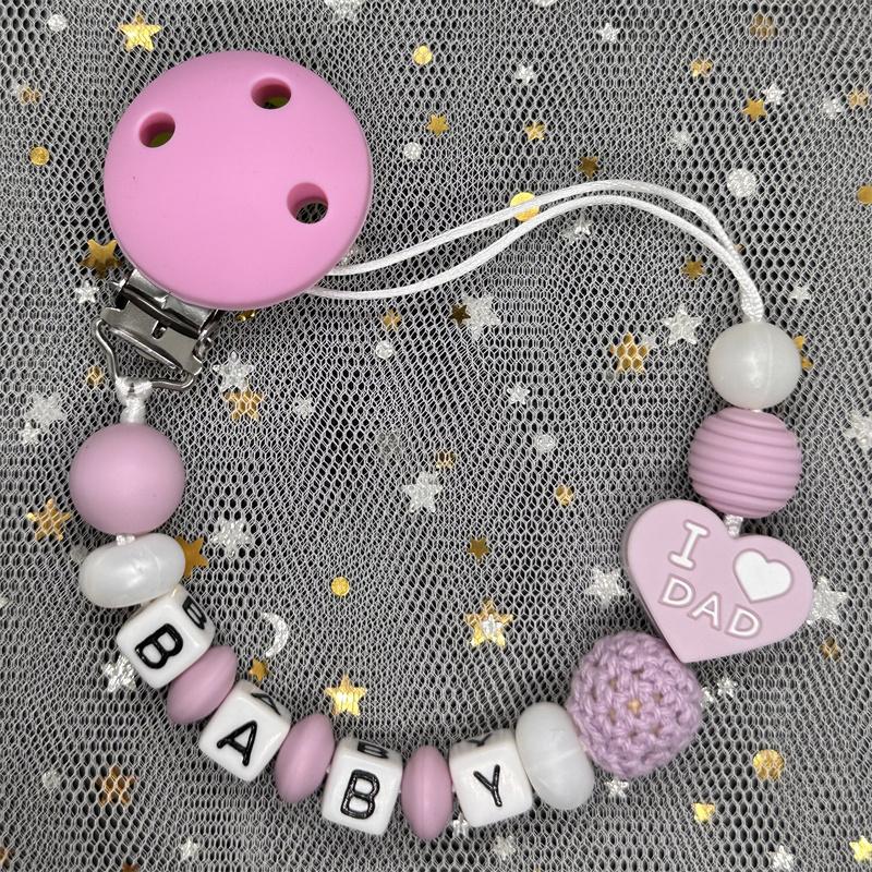 Custom Personalized Name Pacifier Clips BPA Free Silicone Silicone Baby Pacifier Clips Colorful Pacifier Chain Holder Teething