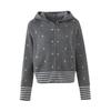 Simple Korean Polka Dot Jacquard Sweater - Women's Autumn/Winter Hooded Knit Top M31