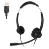 USB Telephone Headset Noise Reduction Binaural Corded Business Headphone with Microphone for Office Customer Service