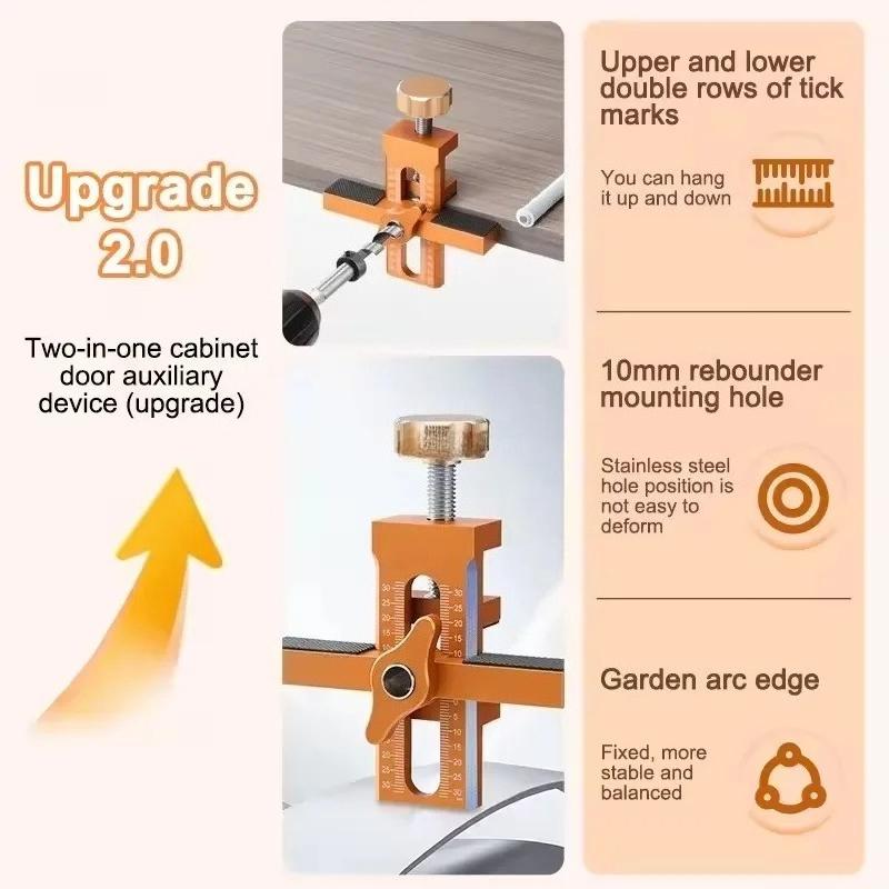 Woodworking Cabinet Door Installation Jig Door Panel Rebound Device Punch Mounting Jig 6/8/10mm Doweling Drilling Guide Locator