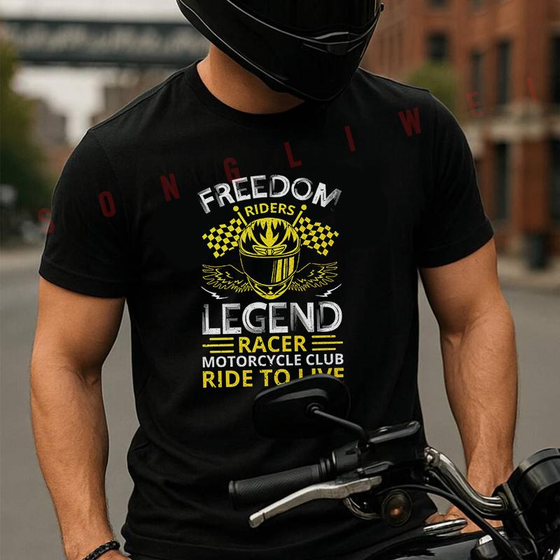 Freedom Riders Motorcycle Moto Summer Cotton T-shirt Short Sleeved Casual Basic TShirt