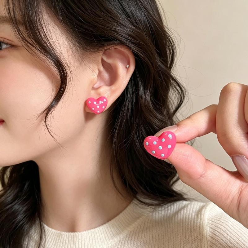 Colorful Heart Earrings Elegant Summer Cute Dangle Ear Accessory for Girls Daily School Shopping