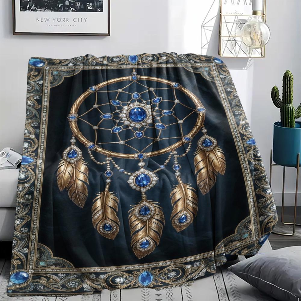 1Pc Dreamcatcher Print Flannel Blanket, High Quality Comfortable for All Seasons, Home Decor, Warmth and Comfort, Perfect for Christmas Gifts W92