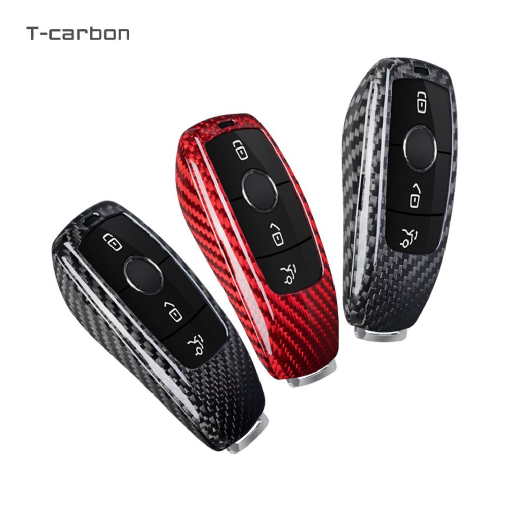 Carbon Fiber Car Key Cover Shell Case Fit For Mercedes Benz C S Class Amg Auto Accessories