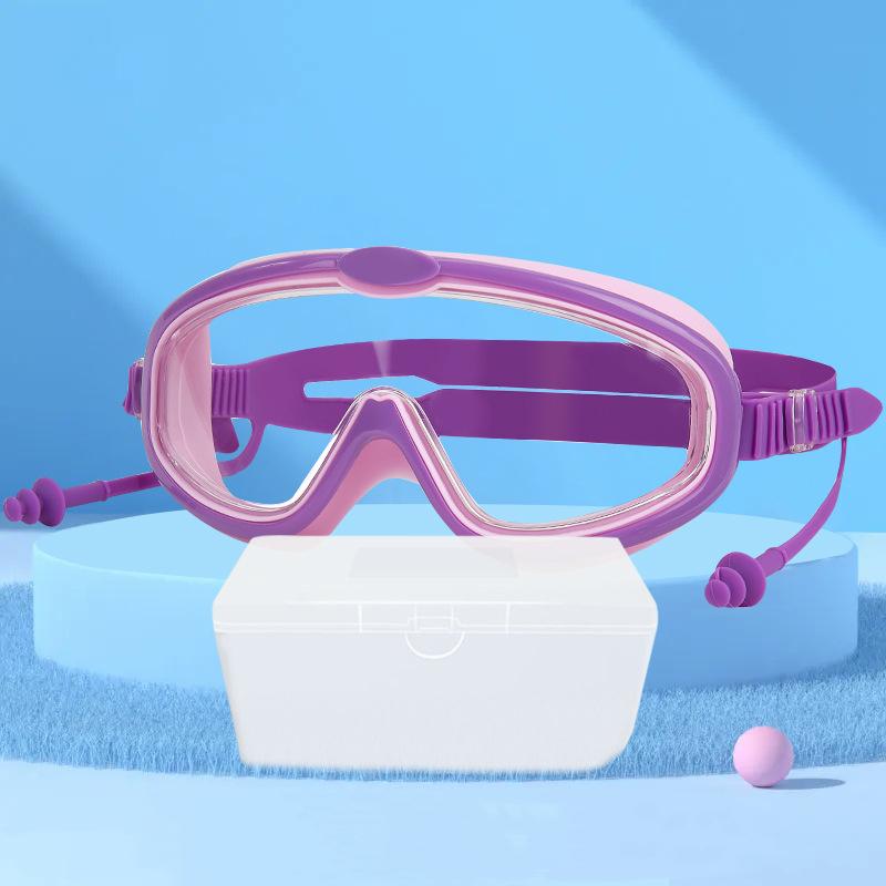 Professional Swimming Goggles for Children Swim Glasses Earplugs Adjustable Waterproof Anti Fog UV Protection Kids Swim Eyewear