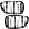 Grade entre os faróis dos BMW Série 1 E81 E82 E87 E88 (2007-2011) (rins) Conjunto esquerdo + direito BARRA DUPLA PRETA BRILHANTE