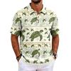 Men's Hawaiian Style Short Sleeve Polo Shirt Loose Fit Casual Top with and Geometric Print for Everyday Wear