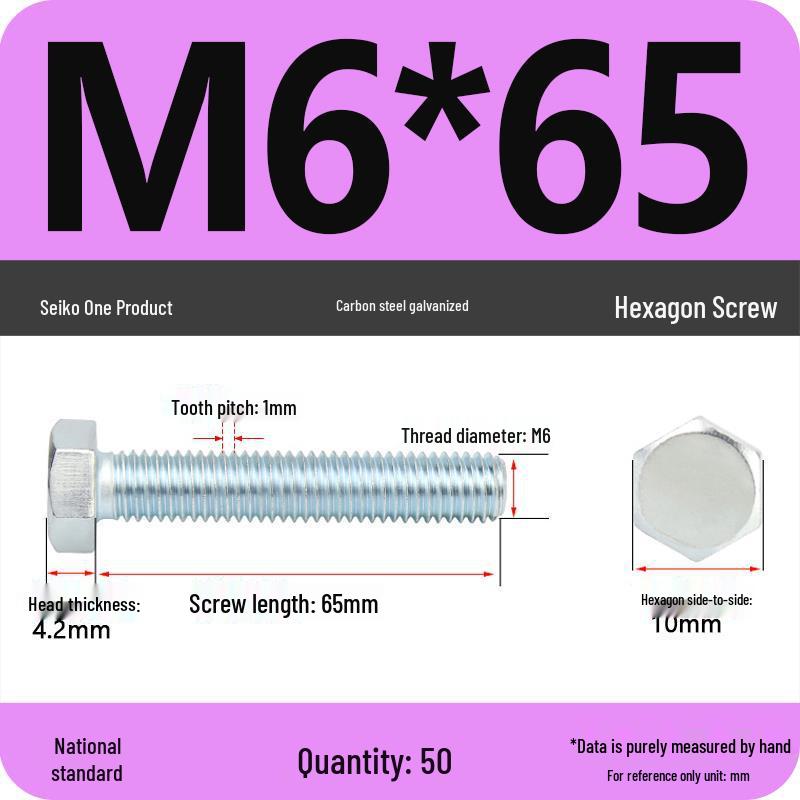 8.8 Grade Galvanized Hex Head Bolt, High-Strength M4-M30