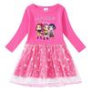 Robe de princesse en maille style coréen pour enfants, inspirée de Demon Slayer (K-pop), manches courtes ou longues, idéale pour le printemps, l'été et l'automne.