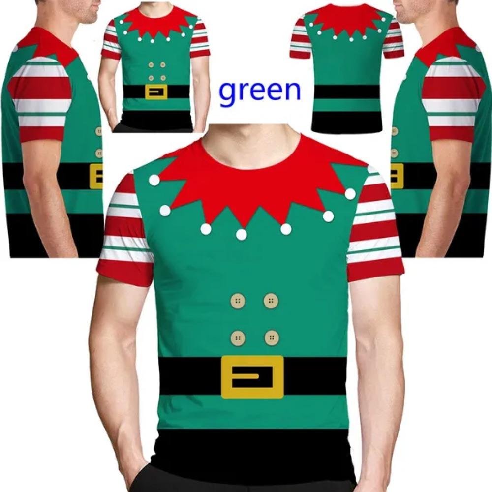 

Рождественская смешная футболка с 3D-принтом животного, с коротким рукавом, повседневная, уличная футболка для косплея Санта-Клауса 5XL