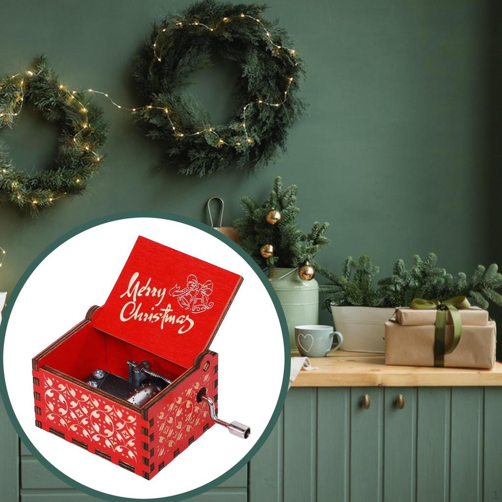 Merry Christmas Music Box Decoration Small Decorative Lightweight Musical Hand Cranked