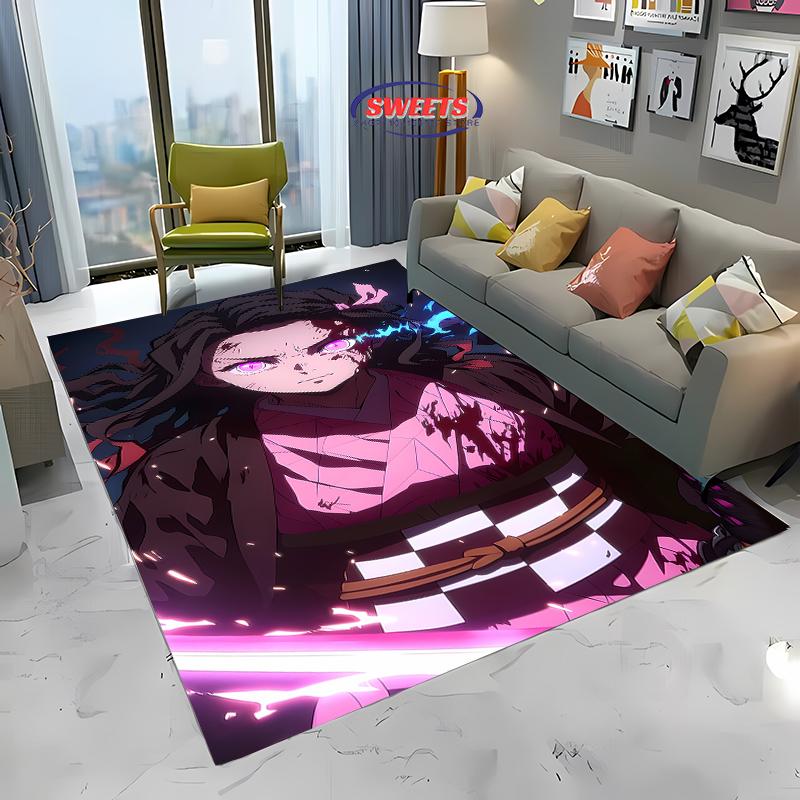 NO.3 Classic Demon Slayer Kamado Nezuko Theme Carpet,Living Room Bedroom Office Kid Room of Choice,Non-slip Machine Washable Mat