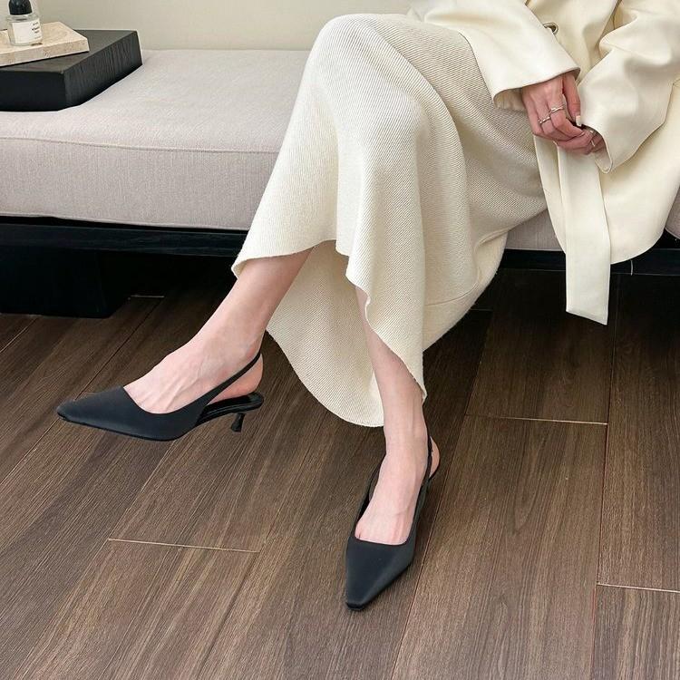 French pointed toe bag head sandals women's summer 2025 new models with skirts fashion temperament thin heels low heels high heels