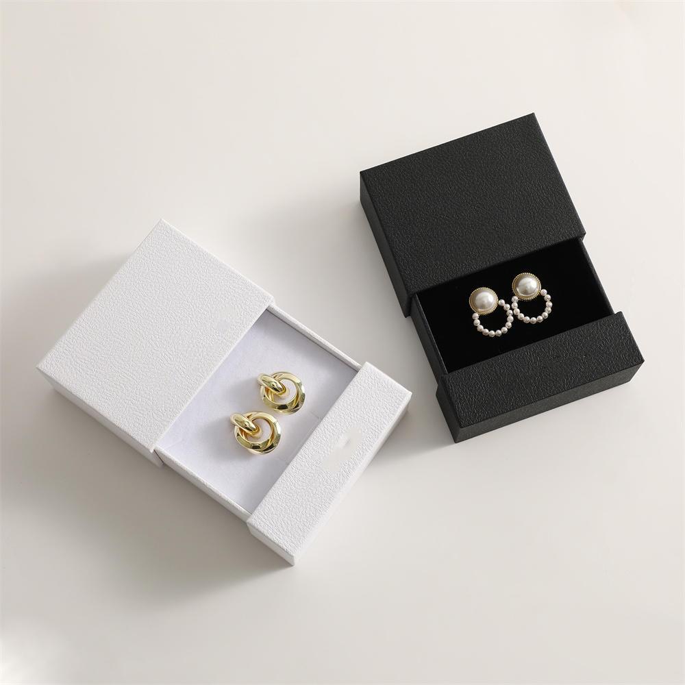 Thick Paper Drawer Jewelry Packaging Box With Sponge Inside Ring Necklace Bracelets Earring Storage Letter Pattern Gift Case