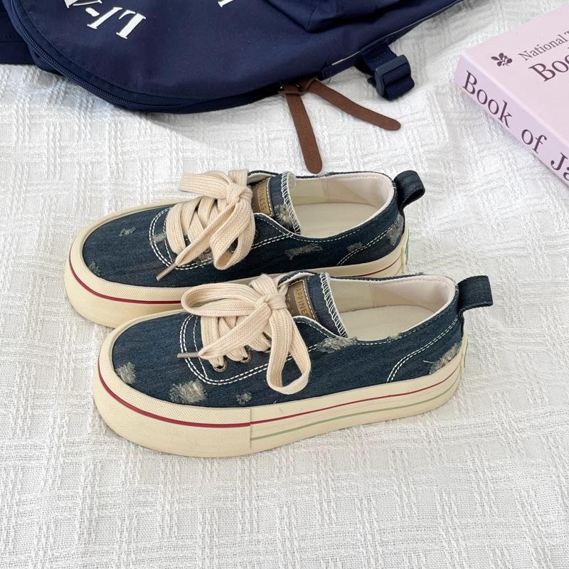 

Dexun board shoes women s breathable 2025 new summer and autumn ins port flat-bottomed leisure sports student white shoes 40