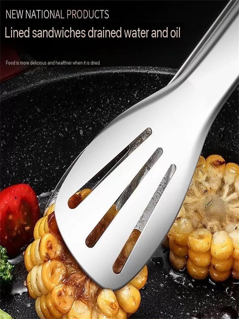 A Stainless Steel Kitchen Cooking Tongs, Anti-Scalding Silicone Food Tongs, Plate Tongs, Medium, Large, Suitable for Dishwashers
