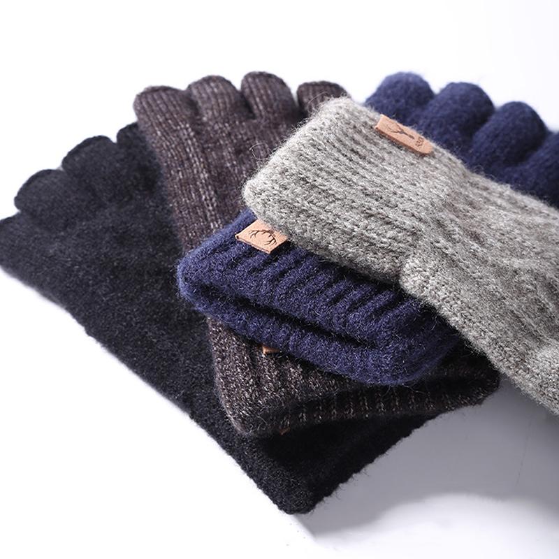 Knitted Thick Thermal Half Finger Gloves Women Men Winter Outdoor Driving Fingerless Glove Touchscreen Mittens