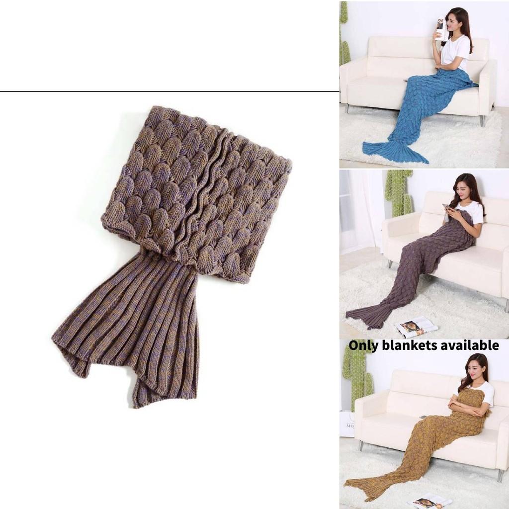 Mermaid Tail Blanket Knitted Fish Scale Design For Lounge And Bed Decor