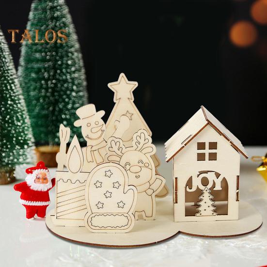 Kit de décoration de Noël en blocs de construction en bois pour maison de puzzle, décoration de bureau de Noël, bricolage éducatif pour enfants et adultes
