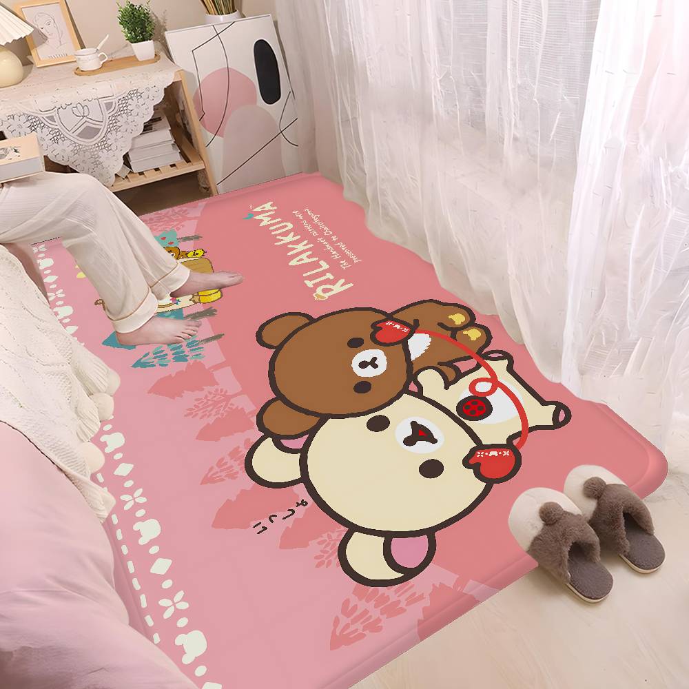 Kawaii Rilakkuma Bear Bathroom Mat Anti-slip Absorb Water Long Strip Cushion Bedroon Mat Welcome Doormat