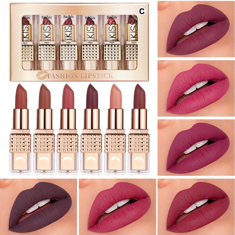 Rouge à lèvres pailleté 6 couleurs, waterproof, longue tenue, diamant, nacré, métallisé, noir, brillant à lèvres, maquillage pour femmes