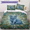 Cute kitten Pattern Bedding uilt Set uilt Cover Pillowcase Home Decoration Birthday Gift (1 * duvet cover + 2 * pillowcase  without core)