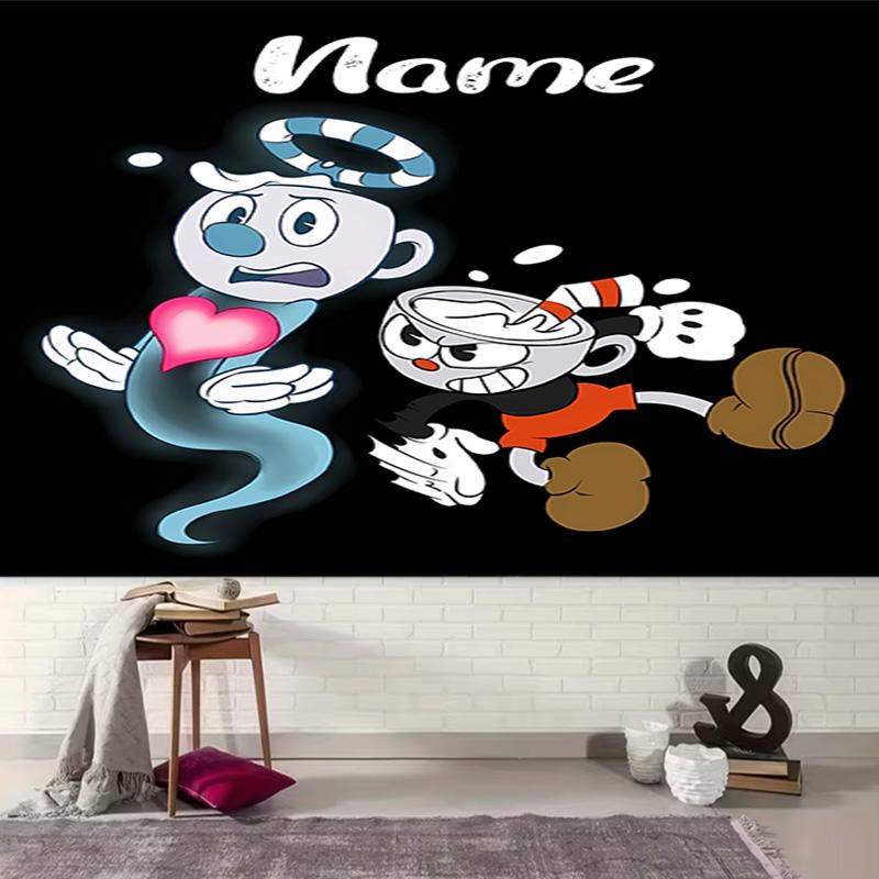 Personalized Cuphead Background Tapestry,Custom Name Birthday Party,Multifunctional Wall Decoration for Home Decor,Various Occasions